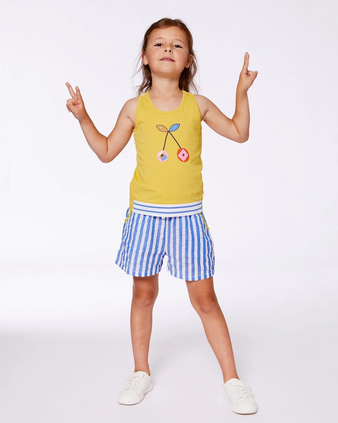 Organic Cotton Tank Top Yellow And Cherries Girls Tunic Top