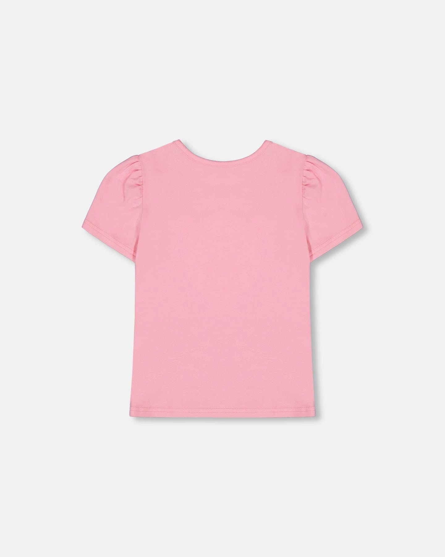 Organic Cotton Tee With Puff Sleeve Candy Pink Girls Tunic Top
