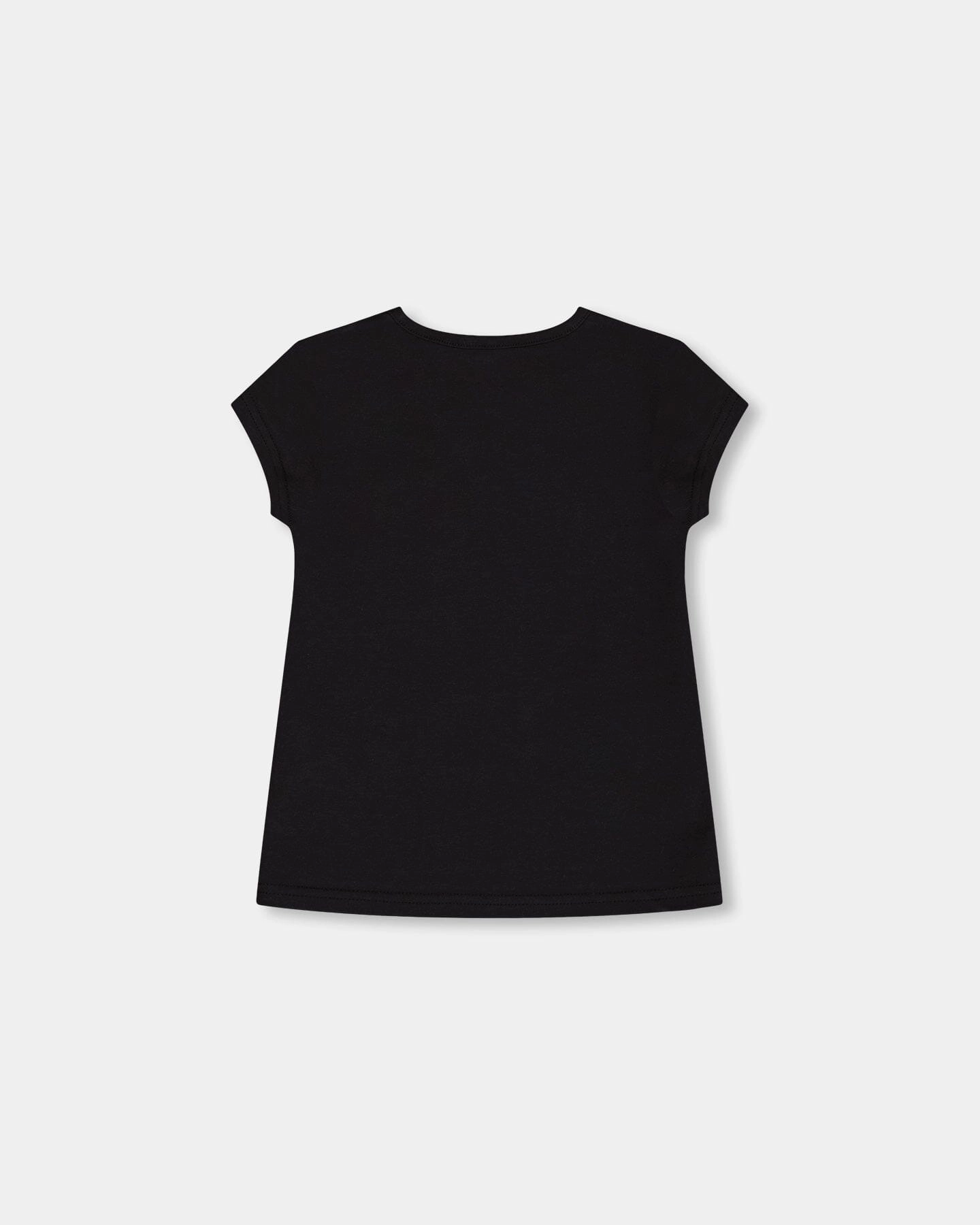 Organic Cotton Top With Applique Black And Pink Butterfly Girls Tunic Top