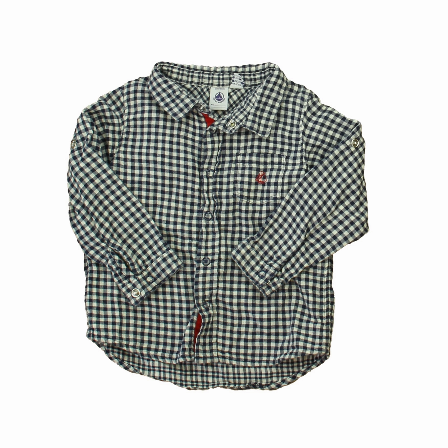 Petit Bateau Boys Blue | White Button Down Long Sleeve graphic tees for boys, polo shirts boys