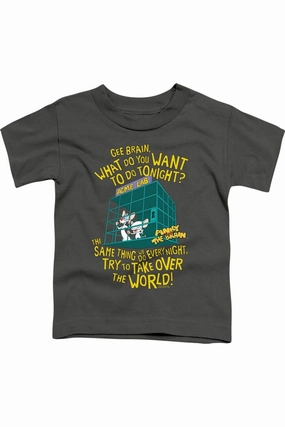 Pinky And The Brain The World Short Sleeve Juvenile Tee / T-Shirt graphic tees for boys, polo shirts boys