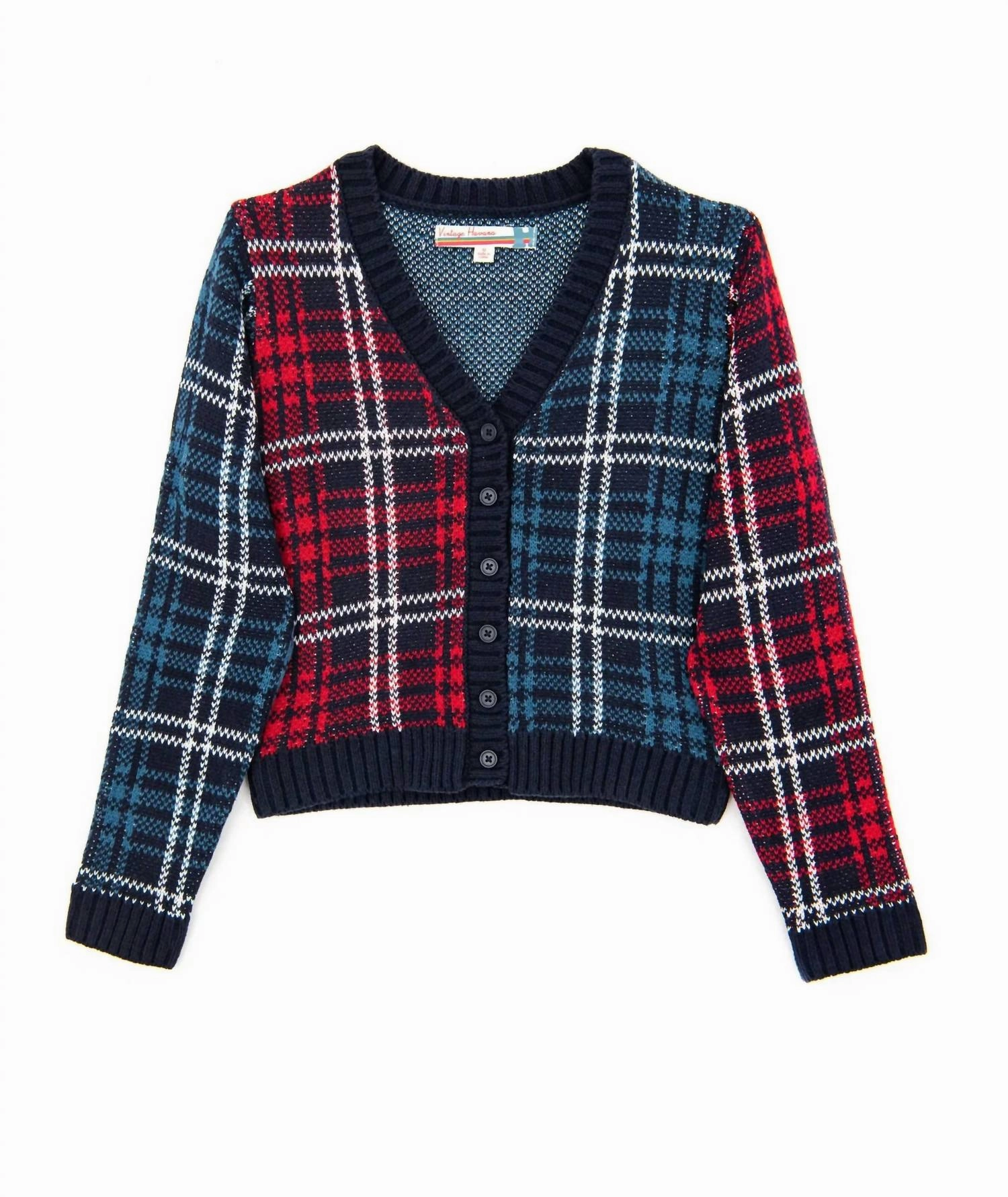 Plaid Cardigan In Blue - Red Girls Tunic Top