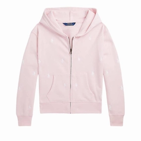 Polo Ralph Lauren Girls Embroidered Pony Long Sleeve Hoodie ruffle tops girls, long sleeve tees girls