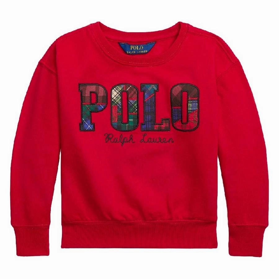 Polo Ralph Lauren Girls Logo Crew Neck Cotton Sweatshirt ruffle tops girls, long sleeve tees girls