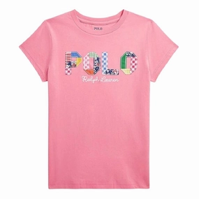 Polo Ralph Lauren Girls Logo Crew Neck Cotton T-Shirt ruffle tops girls, long sleeve tees girls