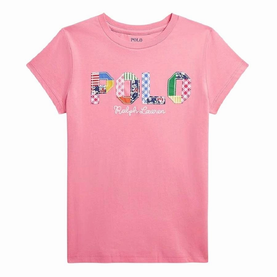 Polo Ralph Lauren Girls Logo Crew Neck Cotton T-Shirt ruffle tops girls, long sleeve tees girls