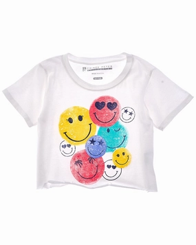 Prince Peter Many Happy Faces Crop T-Shirt ruffle tops girls, long sleeve tees girls
