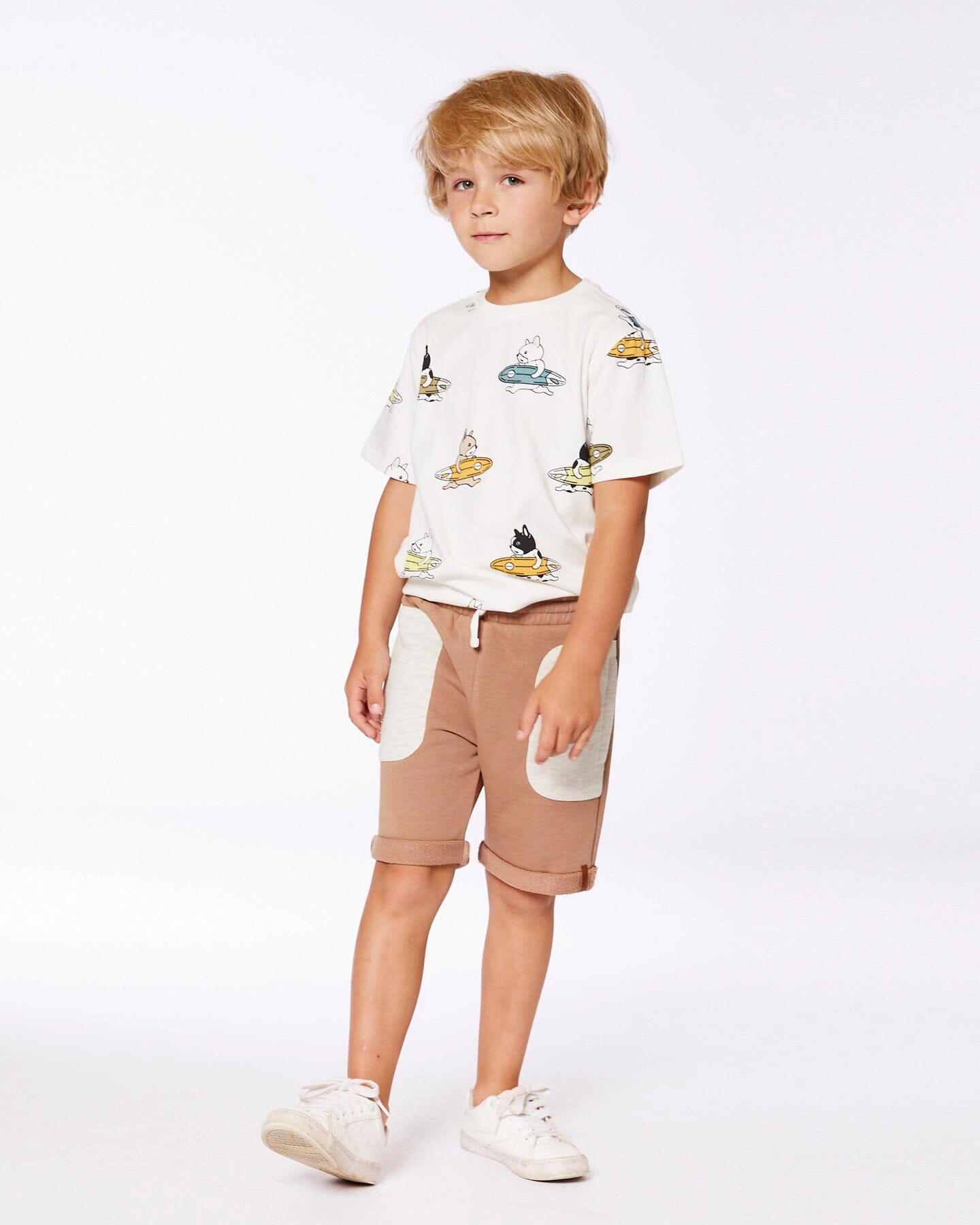 Printed Organic Cotton Tee Multicolored Splash On Off-White Boys Henley T Shirt