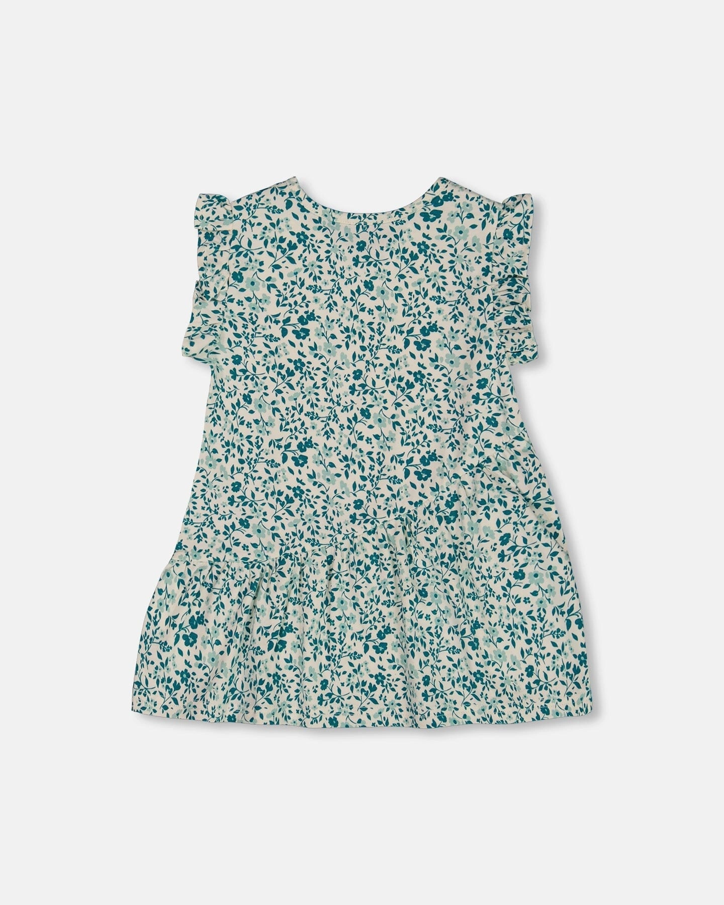 Printed Organic Cotton Tunic Top Small Turquoise Flowers Girls Tunic Top