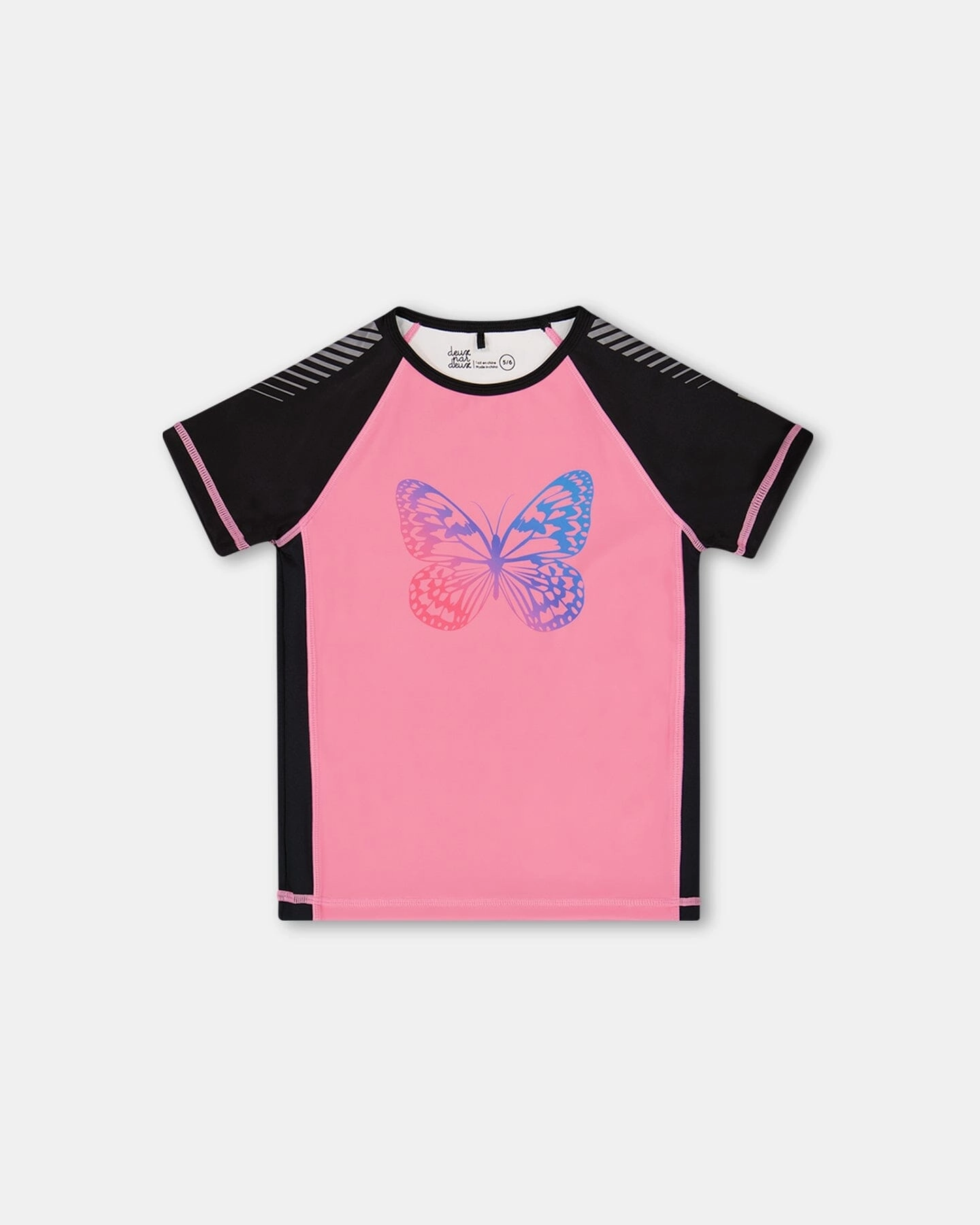 Printed Short Sleeve Athletic Top Pink With Butterflies ruffle tops girls, long sleeve tees girls