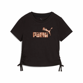 PUMA Big Kids' Girls' Essentials Animal Logo Infill Knotted Tee girls workout sets, yoga pants girls