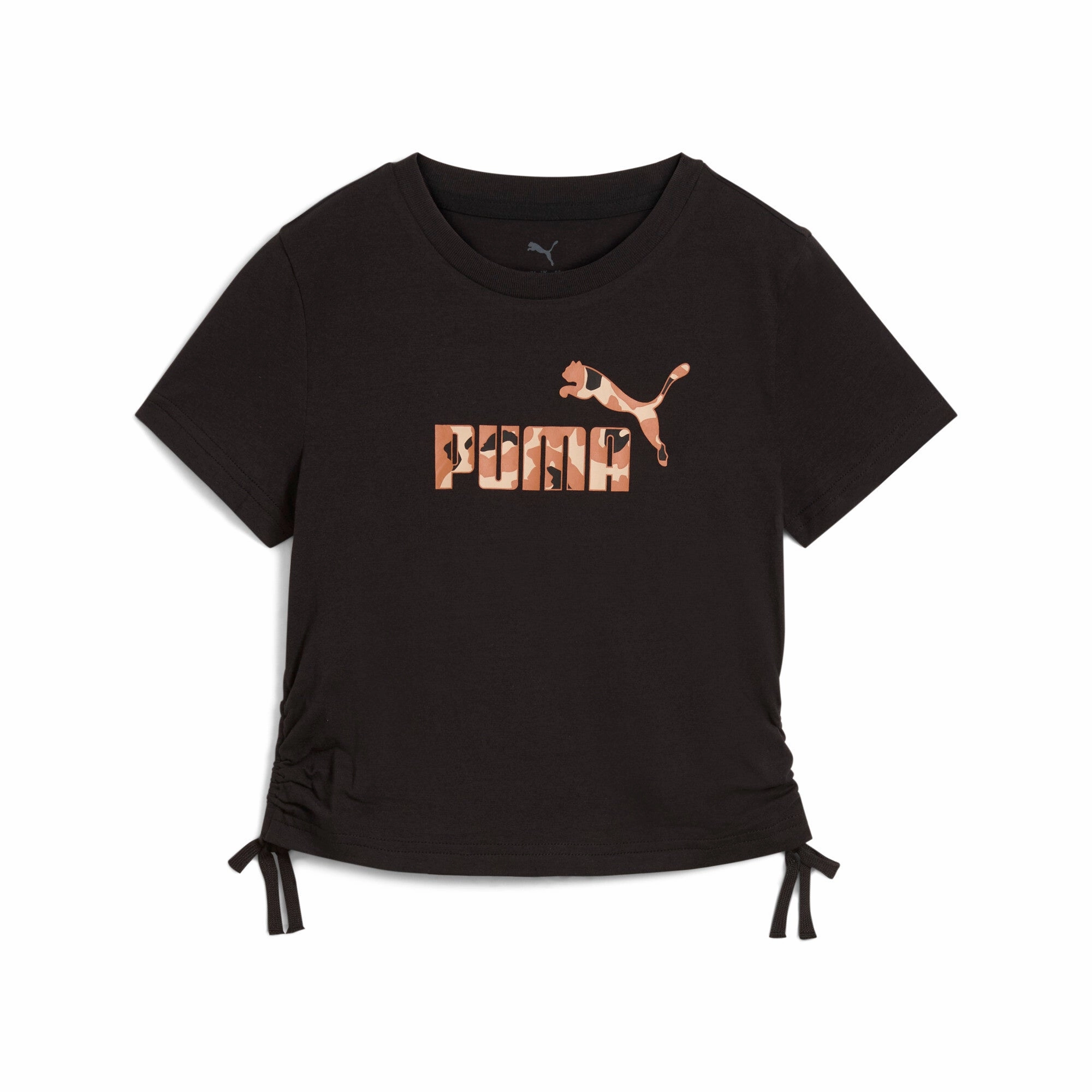 PUMA Big Kids' Girls' Essentials Animal Logo Infill Knotted Tee girls workout sets, yoga pants girls