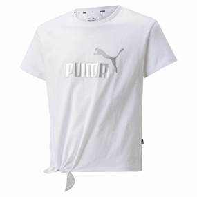 PUMA Big Kids' Girls' Essentials  Logo Knotted Tee girls workout sets, yoga pants girls
