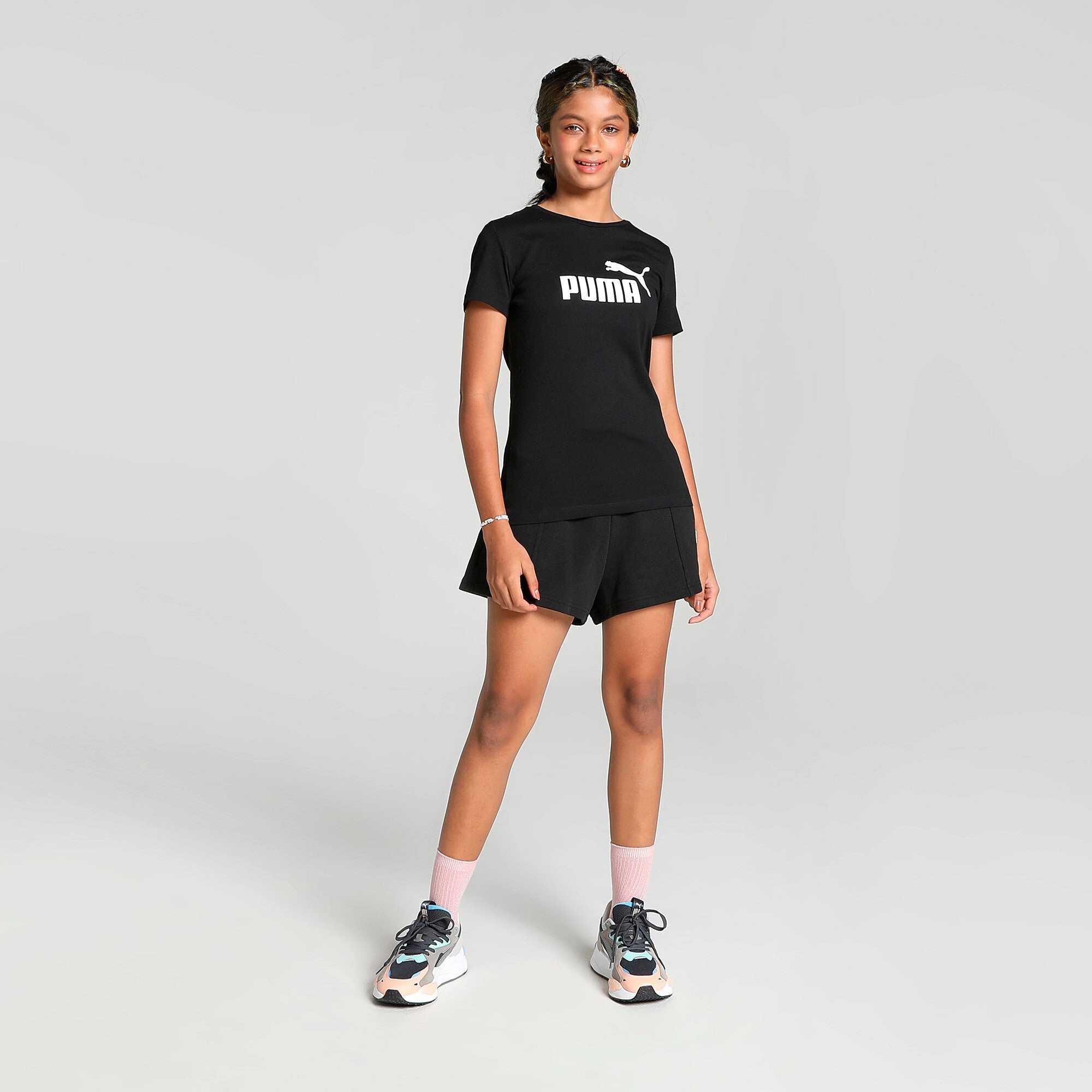 PUMA Big Kids' Girls' Essentials Logo Tee Girls Seamless Sportswear
