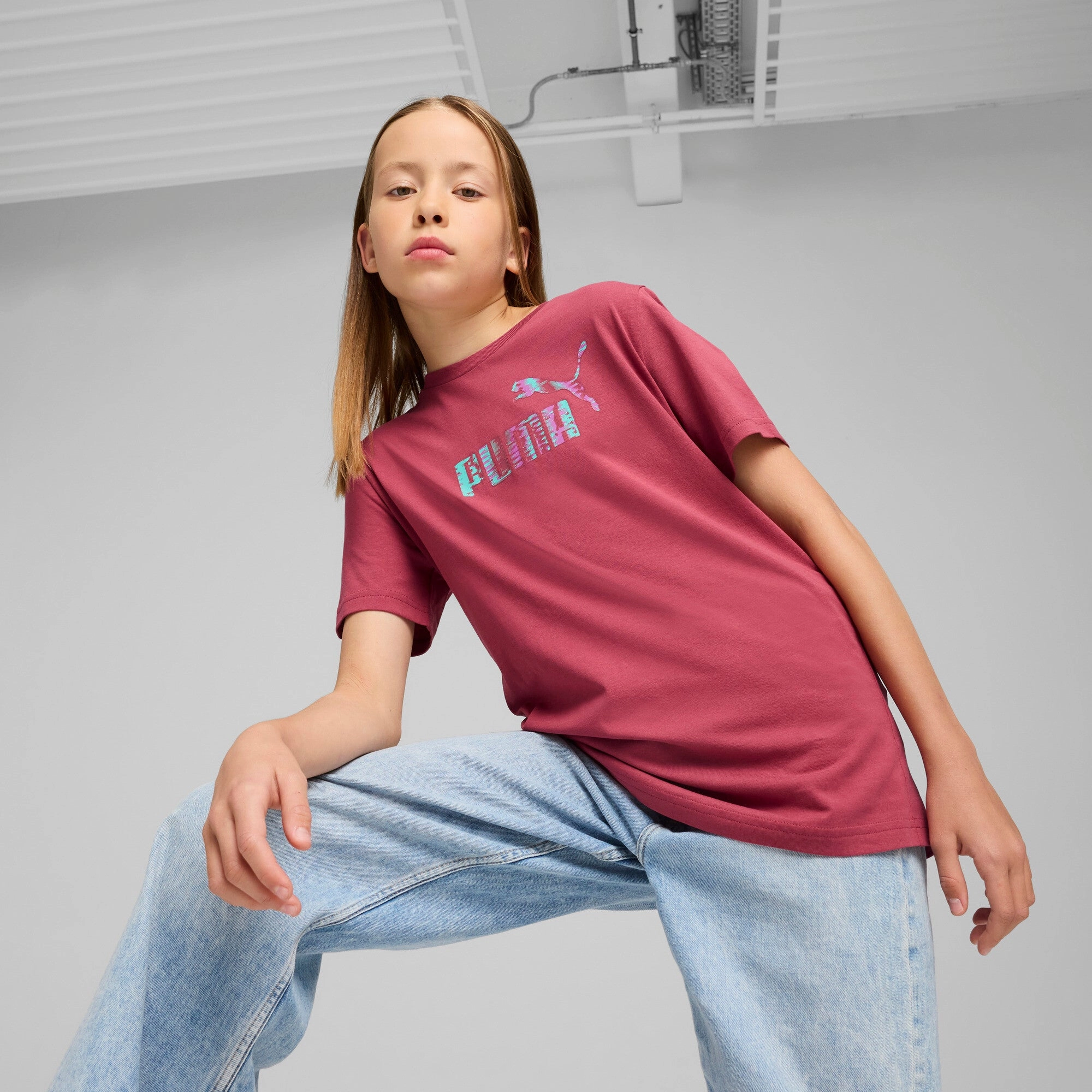 PUMA Big Kids' Girls' Essentials Nature 2.0 Tee Youth Girls Seamless Sportswear