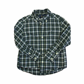 Ralph Lauren Boys Green | White | Yellow Plaid Button Down Long Sleeve graphic tees for boys, polo shirts boys
