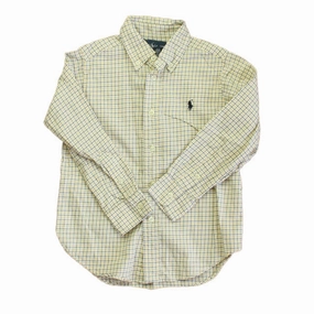 Ralph Lauren Boys Yellow Plaid Button Down Long Sleeve graphic tees for boys, polo shirts boys