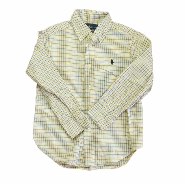 Ralph Lauren Boys Yellow Plaid Button Down Long Sleeve graphic tees for boys, polo shirts boys