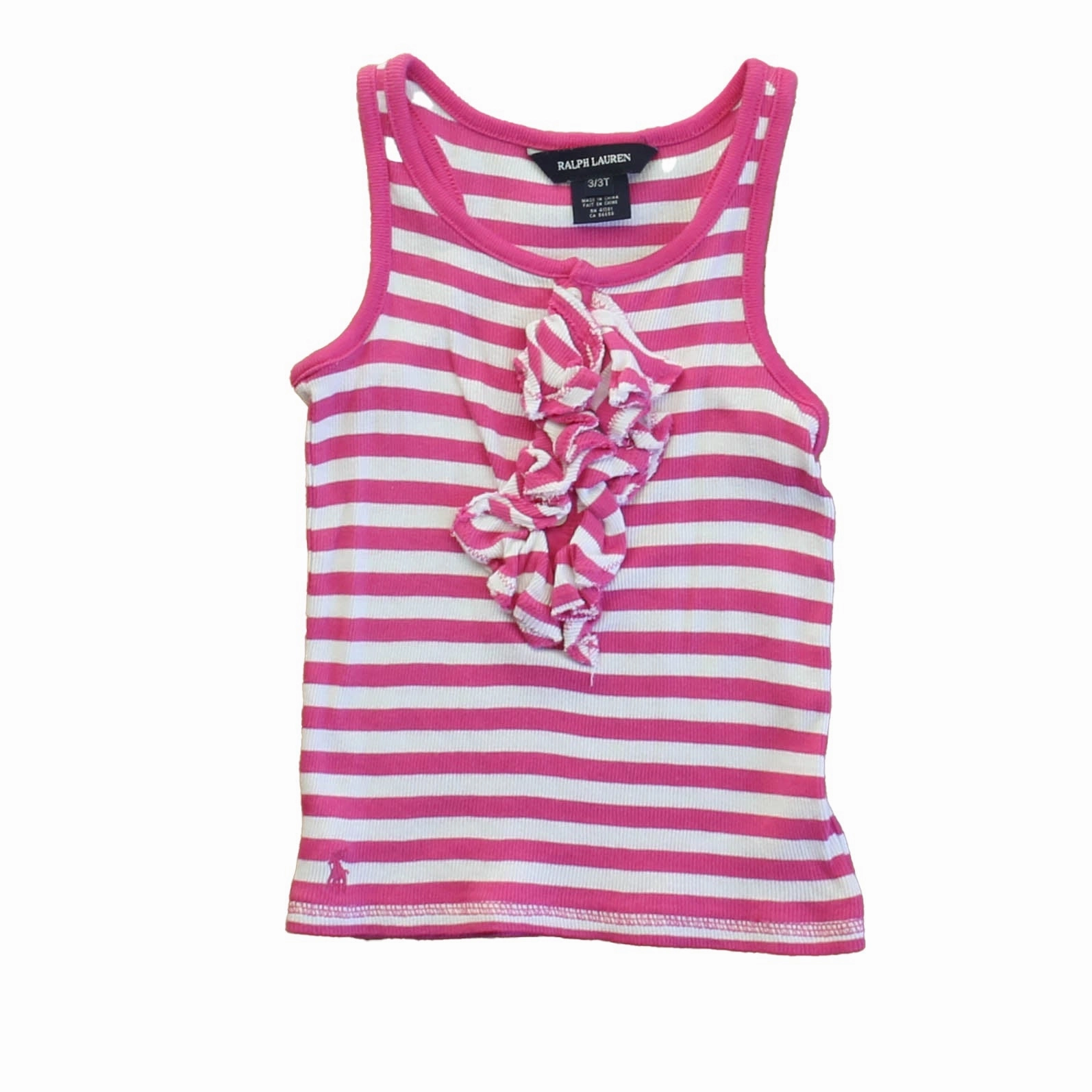 Ralph Lauren Girls Pink Stripe Tank Top ruffle tops girls, long sleeve tees girls