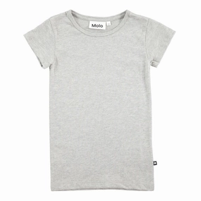 Rasmine Grey Melange T-Shirts ruffle tops girls, long sleeve tees girls