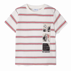 Red Striped Wild Adventure Graphic T-Shirt graphic tees for boys, polo shirts boys