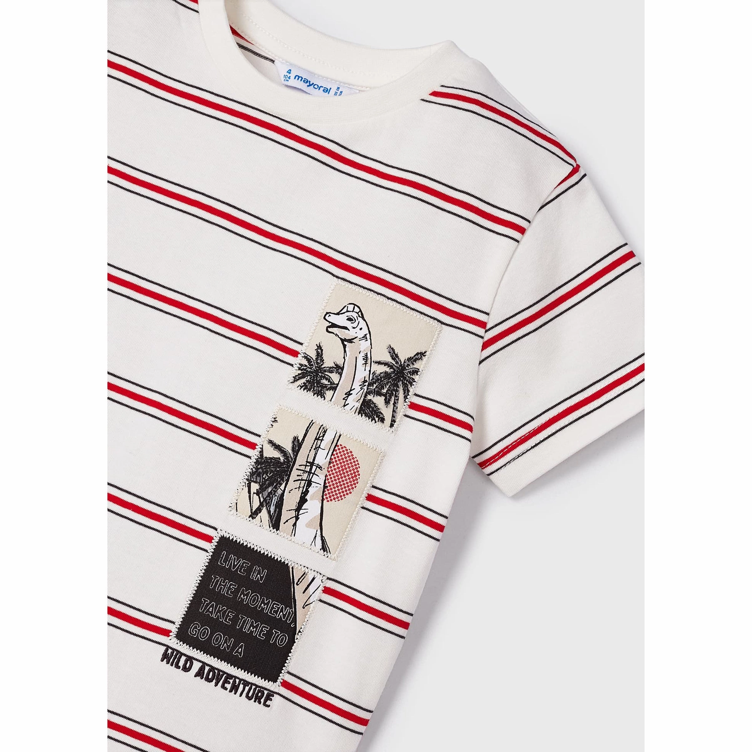 Red Striped Wild Adventure Graphic T-Shirt Boys Henley T Shirt