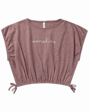 Rylee   Cru Collective Cropped Cinched T-Shirt ruffle tops girls, long sleeve tees girls