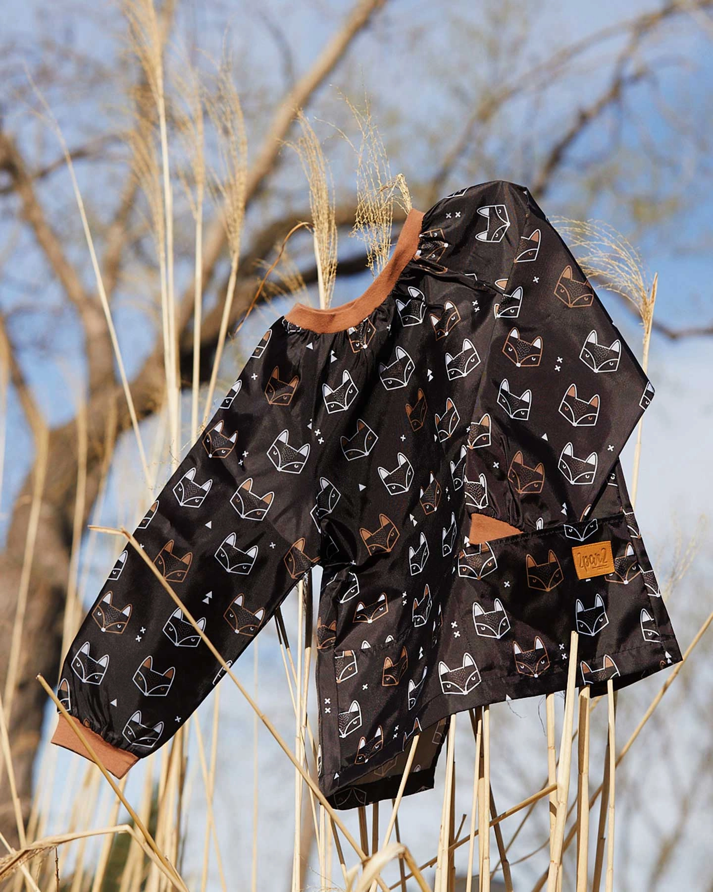 School Apron Black Printed Fox Girls Tunic Top
