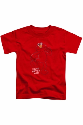 Sesame Street Elmo Loves You Short Sleeve Juvenile Tee / T-Shirt graphic tees for boys, polo shirts boys
