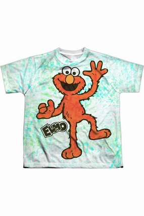 Sesame Street Elmo Scribble Short Sleeve Youth Poly Crew T-Shirt graphic tees for boys, polo shirts boys