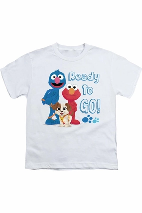 Sesame Street Furry Friends Forever Ready To Go Short Sleeve Youth Tee / T-Shirt graphic tees for boys, polo shirts boys