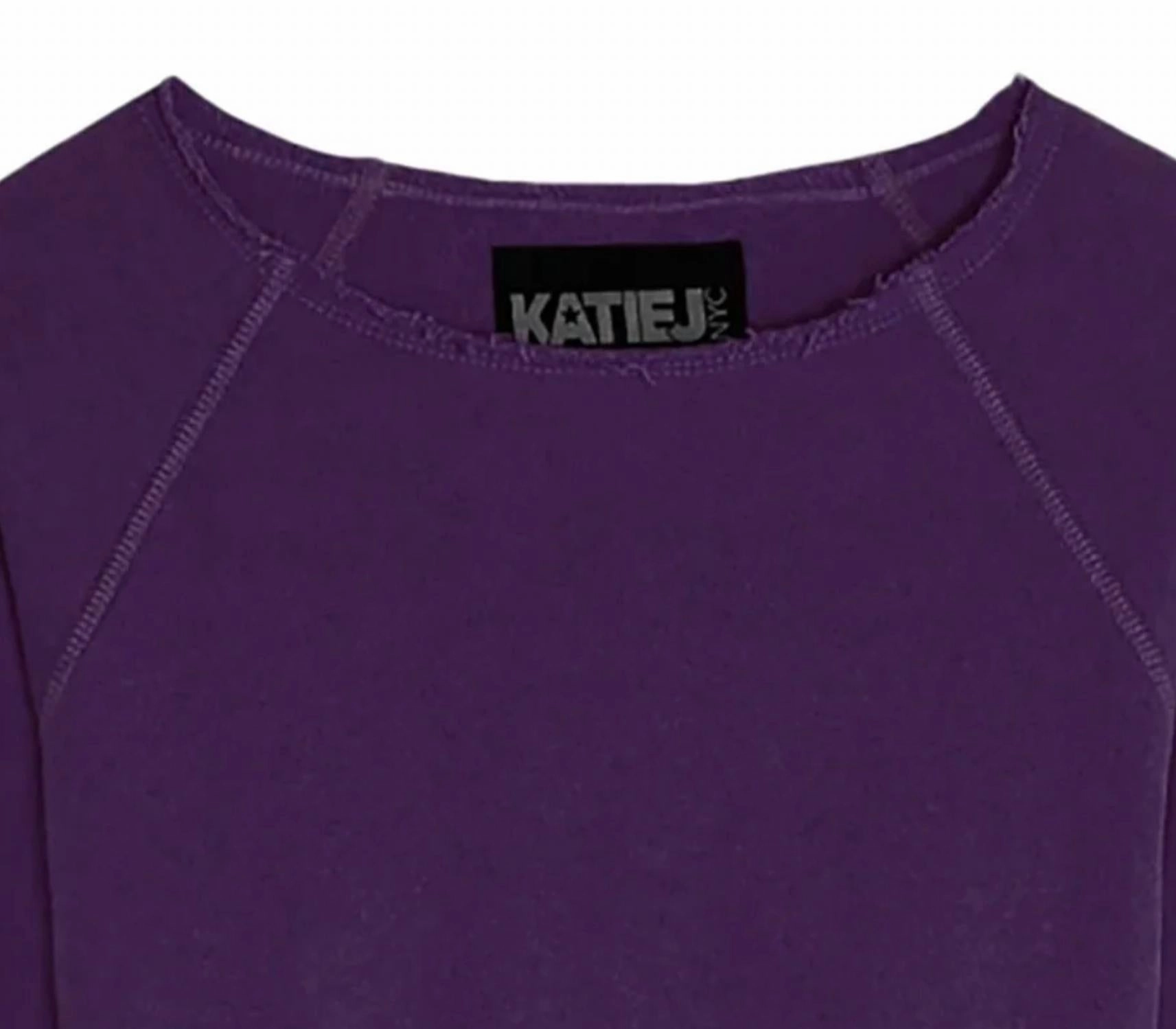 Shane Off Shoulder Crop Sweatshirt In Midnight Plum Girls Tunic Top