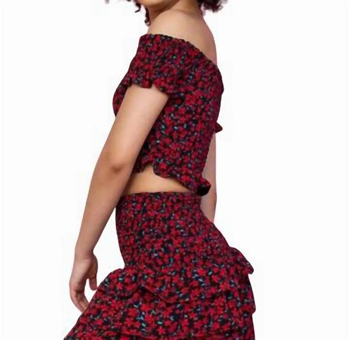 Shanna Floral Skirt Set In Black Girls Tunic Top