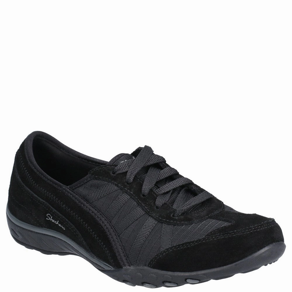 Skechers Breathe-Easy-Weekend Wishes Suede & Mesh Lace Up Trainer Lightweight Running Shoes,Slip On Athletic Shoes,Breathable Workout Shoes