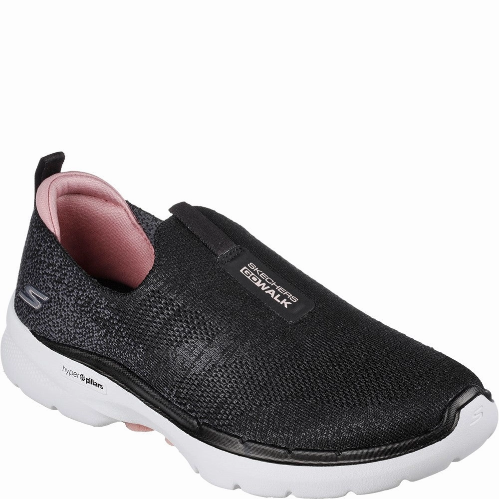 Skechers Go Walk 6 Glimmering Trainers Lightweight Running Shoes,Slip On Athletic Shoes,Breathable Workout Shoes