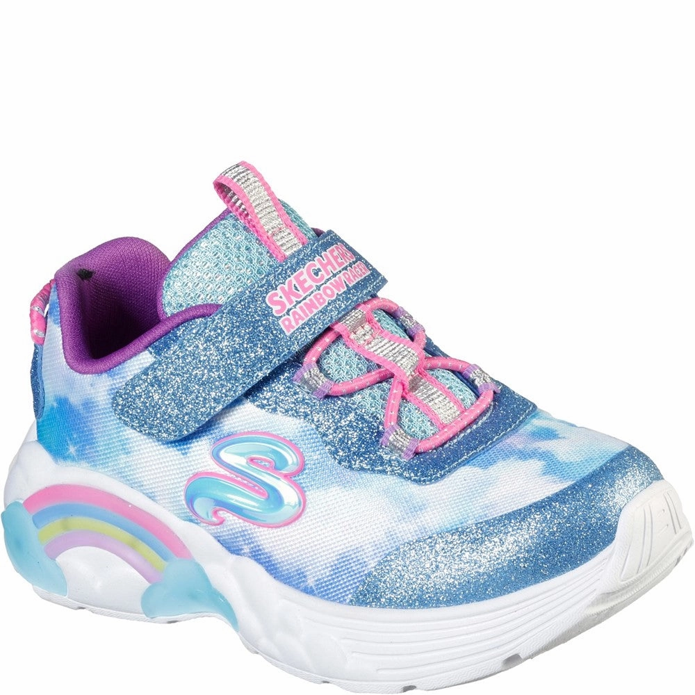 Skechers S Lights Rainbow Racers Trainer Kids Tennis Shoes,Toddler Athletic Shoes,Youth Casual Shoes