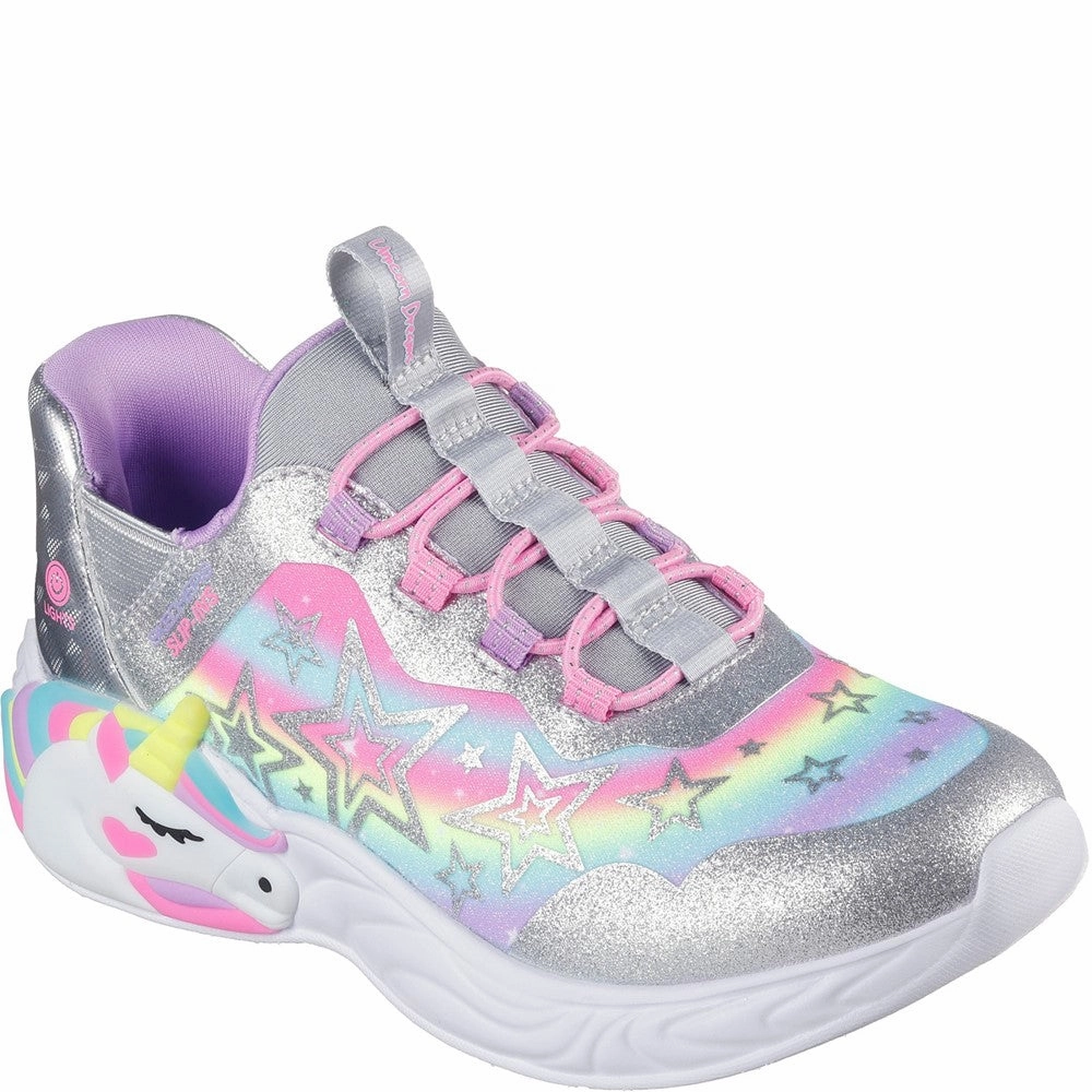 Skechers Unicorn Dreams Starry Lite Trainer Kids Tennis Shoes,Toddler Athletic Shoes,Youth Casual Shoes