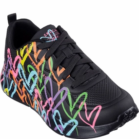Skechers Uno Lite Heart Of Hearts Trainers Lightweight Running Shoes,Slip On Athletic Shoes,Breathable Workout Shoes