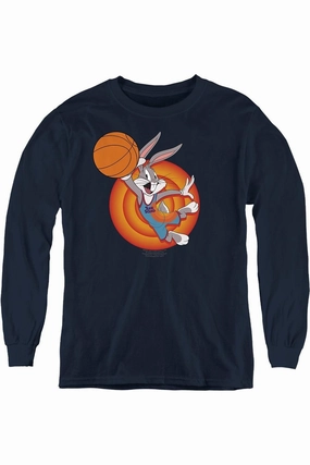 Space Jam 2 Bugs Slam Youth Long Sleeve Sweatshirt graphic tees for boys, polo shirts boys