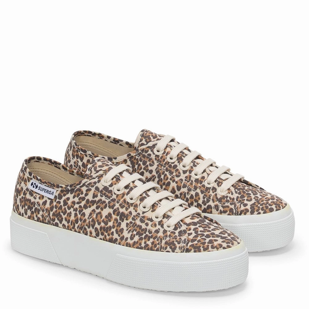 Superga 2740 Leopard Print Trainer Lightweight Running Shoes,Slip On Athletic Shoes,Breathable Workout Shoes