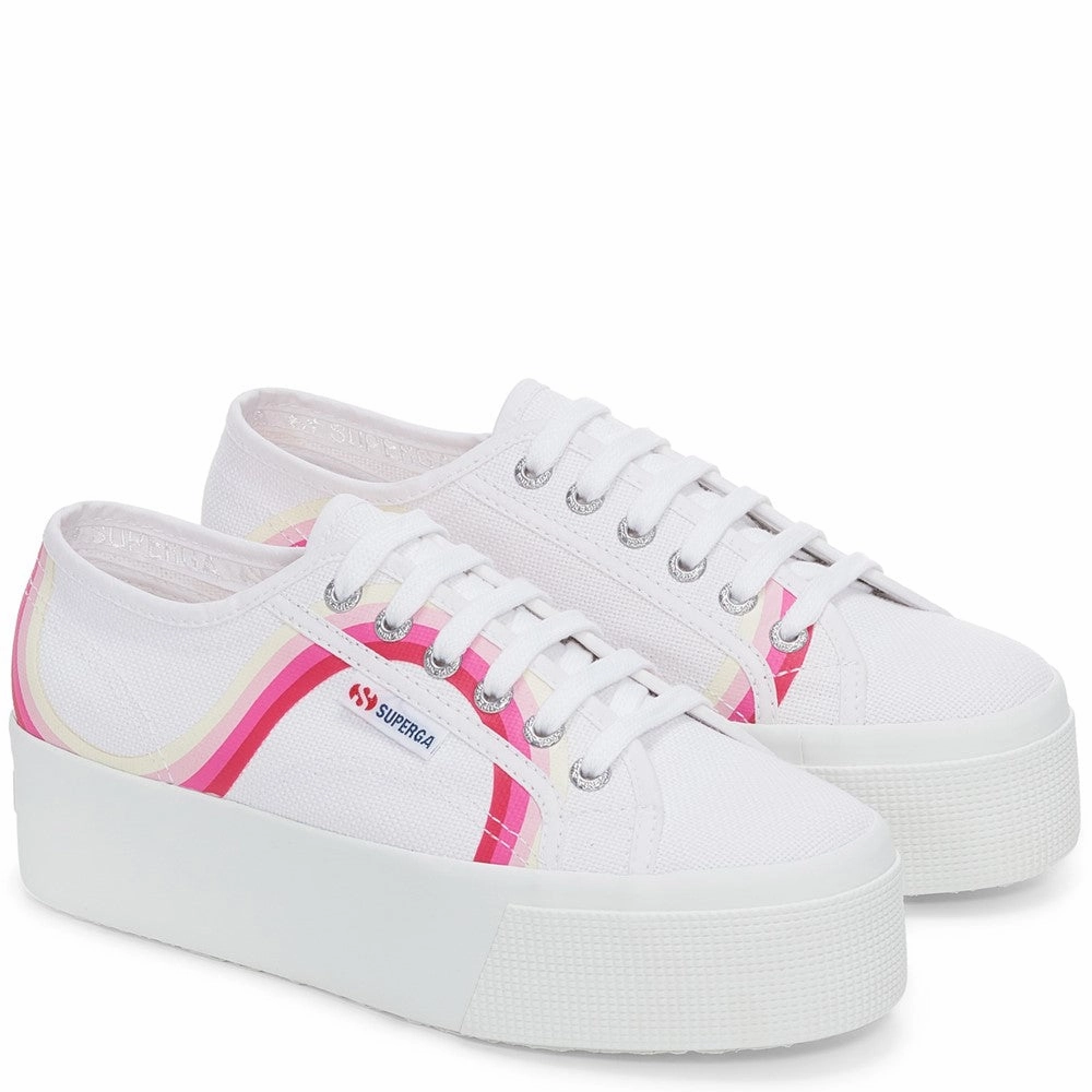 Superga 2790 Round Stripes Trainers Lightweight Running Shoes,Slip On Athletic Shoes,Breathable Workout Shoes