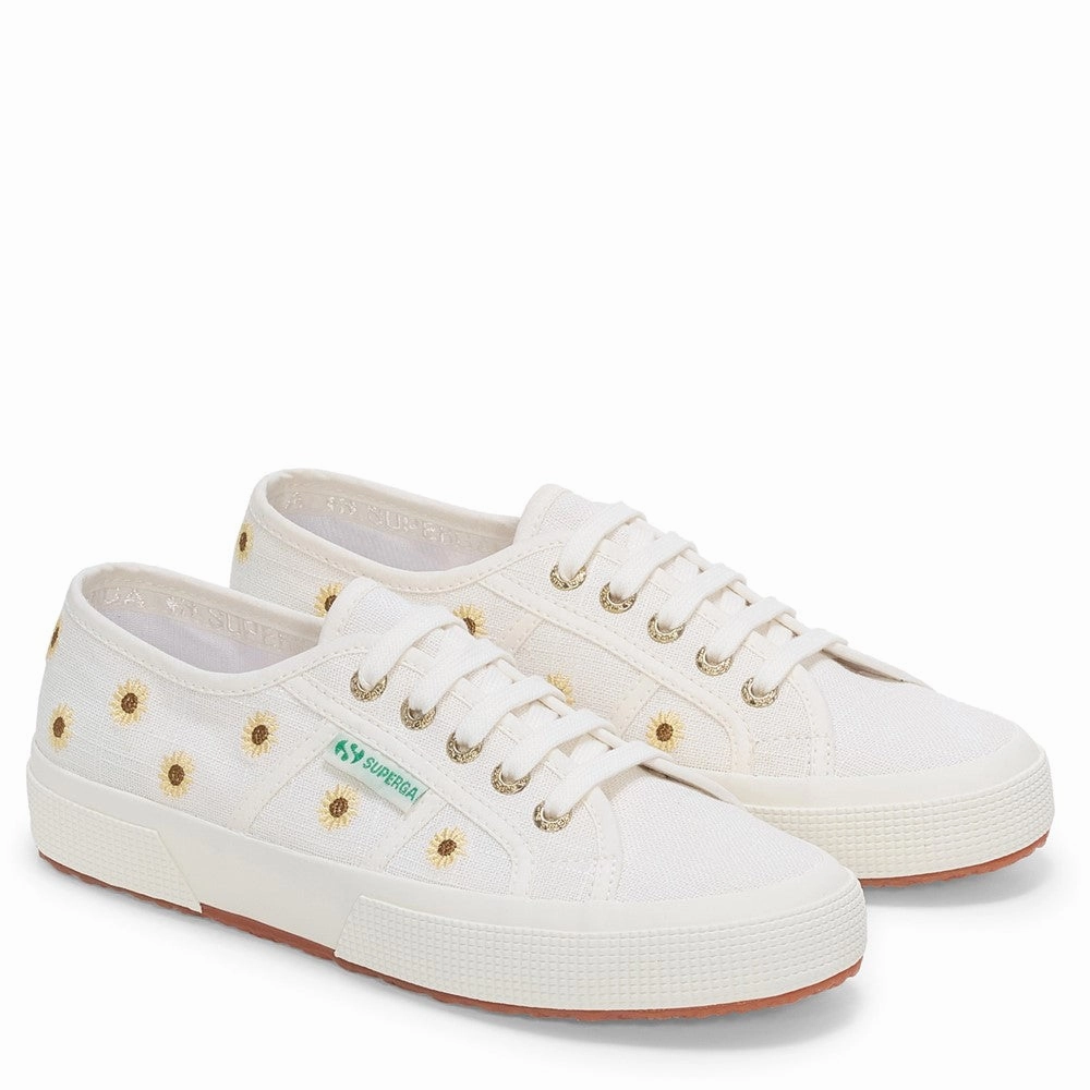 Superga Embroidery Linen Sunflower Trainer Lightweight Running Shoes,Slip On Athletic Shoes,Breathable Workout Shoes