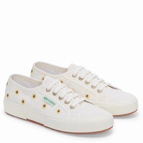 Superga Embroidery Linen Sunflower Trainer Lightweight Running Shoes,Slip On Athletic Shoes,Breathable Workout Shoes