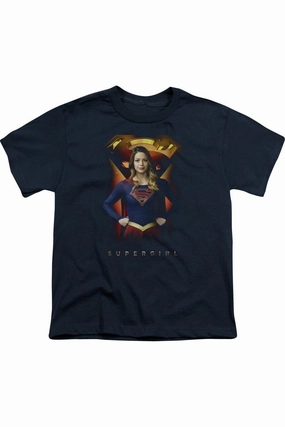 Supergirl Standing Symbol Short Sleeve Youth Tee / T-Shirt graphic tees for boys, polo shirts boys