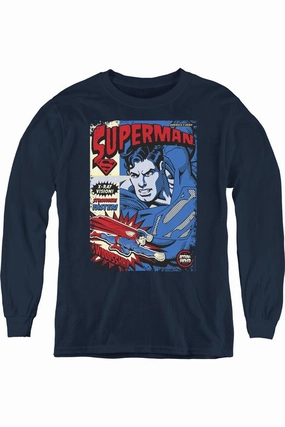 Superman Action Packed Youth Long Sleeve Tee / T-Shirt graphic tees for boys, polo shirts boys