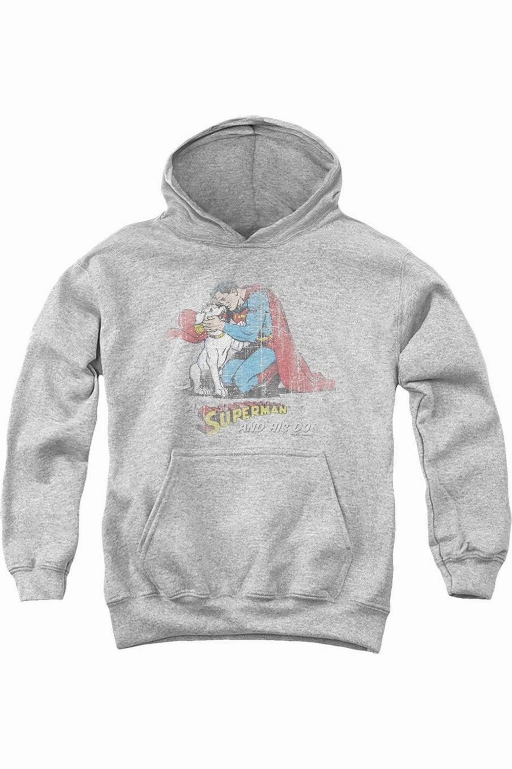 Superman And His Dog Youth Pull Over Hoodie / Hooded Sweatshirt graphic tees for boys, polo shirts boys