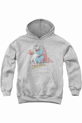 Superman And His Dog Youth Pull Over Hoodie / Hooded Sweatshirt graphic tees for boys, polo shirts boys