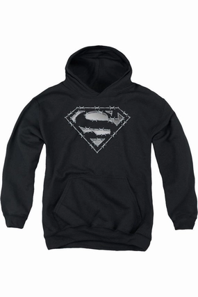 Superman Barbed Wire Youth Pull Over Hoodie / Hooded Sweatshirt graphic tees for boys, polo shirts boys