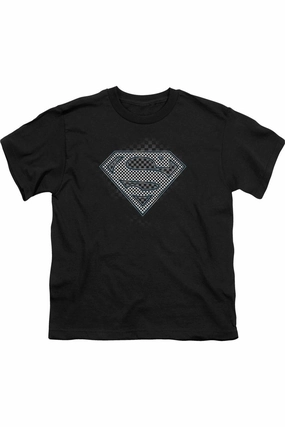 Superman Checkerboard Short Sleeve Juvenile Tee / T-Shirt graphic tees for boys, polo shirts boys