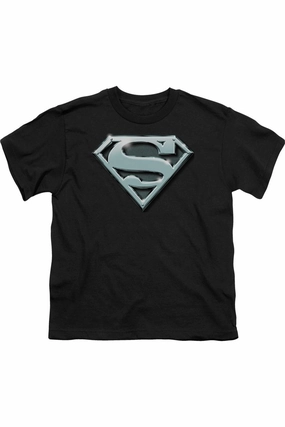 Superman Chrome Shield Short Sleeve Juvenile Tee / T-Shirt graphic tees for boys, polo shirts boys